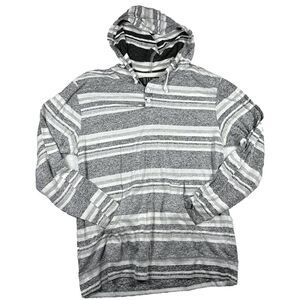 Billabong Long Sleeve Hooded Pullover Mens L White Grey Striped
